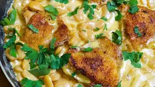 Быстрый и простой рецепт курицы. Курица в сливочно-фасолевом соусе