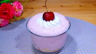 Вкусный вишневый десерт за 5 минут, без варки, без желатина и без яиц, легкий #асмр