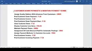 27 Customer Down Payments and Payment Terms in Sap Fico - OBXR/F-29/F-22/F-39/F-32/OBB8/OBXI/FD02