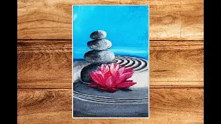 Making of Easy Acrylic Painting /Lotus painting ideas /  Relaxing  / Step by Step