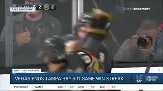 Vegas Golden Knights stops Tampa Bay Lightning&rsquo;s 11-game winning streak with 5-3 win