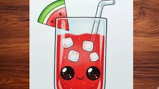 ll WatermelonJuice Glass Drawing ll Easy Watermelon Juice Drawing ll Watermelon Juice Drawing Easyll