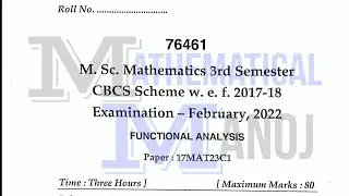MDU MSc Mathematics Previous Year Paper 2022 | Functional Analysis | Mathematical Manoj