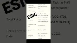 ##ESIC vacancy 2022
