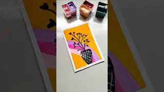 Plant painting 🖤🧡 #art #painting #coloring #shortvideo #shorts