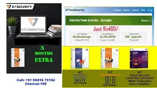 k7 Total Security  Offer Rs 360 /- Install and Activate in tamil  EXTRA 3 MONTH VALIDITY