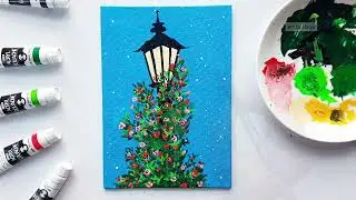 Easy Acryl gouache painting - Lamppost & flowers🌸💕 #streetlamppainting #easypaintingtutorial