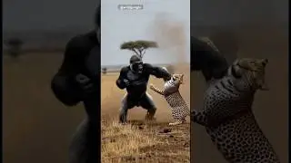 🦍Gorilla Smashes Cheetah to Save Baby🔥ゴリラが子を守りチーターを打飛ばす🦍💥गोरिल्ला ने चीता उड़ाया🔥#shorts #viral