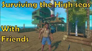 BUILDING OUR SURVIVAL RAFT CRAFTING TOOLS TOWARDS THE STORY | Raft