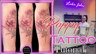 Beautiful Realistic Poppy Tattoo | Time Lapse