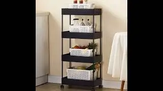 4 Layer rolling storage rack with wheels kitchen storage organizer trolley plastic kitchen trolley ✨