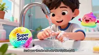 Super Soap Squish Song 🧼🦸‍♂️ | Fun Hand Washing Song for Kids to Fight Germs