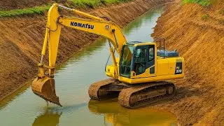 Komatsu PC200 at Its Best! | Real Canal Construction Work in Action