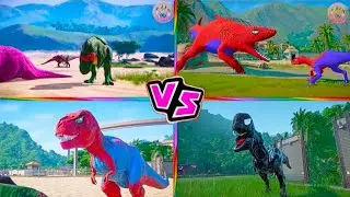 Jurassicworld T Rex Spider VS T Rex Evolution VS The Brontosaurus VS McQueen Exe SpiderCoffindance