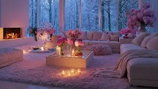 ❄️Candlelit White Lounge Piano | 4 Hours Fireplace Glow | Gentle Snowfall Ambience for Deep Sleep