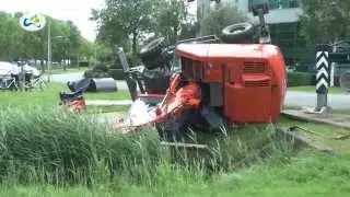 Kraanmachine gekanteld