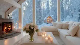 (No Ads) Warm Winter Morning Piano and Fireplace Ambience for Calm Focus