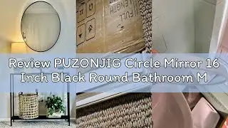 Review PUZONJIG Circle Mirror 16 Inch Black Round Bathroom Mirror Round Bathroom Mirror Circle Mirro