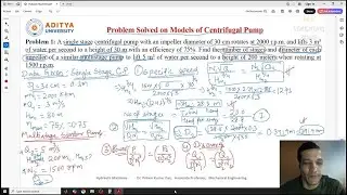 Lecture 74 Problem Solved on Models of Centrifugal Pump #Hydraulic #Machine