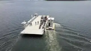 Crossing Bull Shoals on Peel Ferry with Motorcycles