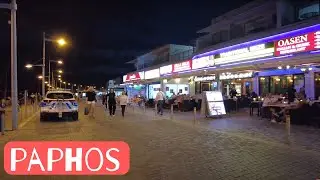Paphos Promenade at night - Cyprus [4k Ultra HD 60fps ]