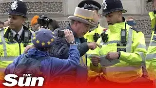 Police seize amplifiers from 'Stop Brexit Man' outside Parliament