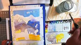 HOW TO PAINT MOUNTAINS WITH WATERCOLOR , MT ANNAPURNA POKHARA NEPAL