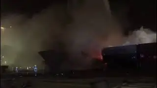 Explosion at a container ship in Dubai.
