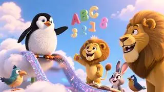 Penguin Jumps on Cloudy Slide | Fun Kids Adventure Song | Playful Learning Rhyme 🐧☁️