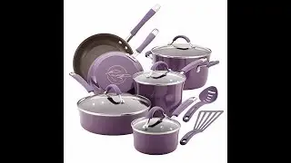 Rachael Ray Cucina Hard Enamel Nonstick 12-Piece Cookware Set, Lavender Purple