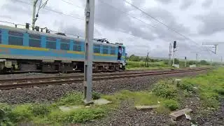 WAG7 TWINS CONCOR FREIGHT TRAIN CROSSING WITH 12780 GOA EXPRESS 
