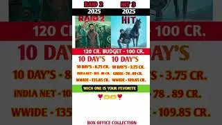RAID 2  Vs  HIT 3  Box Office Comprison Day 10 🔥🔥#shorts #Virel Worldwid Box Office Collection ❣️