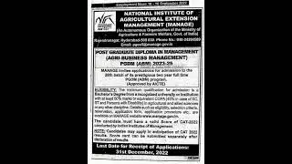 🔥Agri Business Management PGDM  STARTS at MANAGE|National Institute of Agriculture Ext.Management|