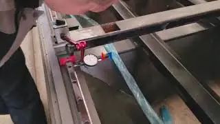 Dial indicator measuring guide rail parallelism