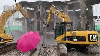 Demolition Building by excavator CAD  320#construction