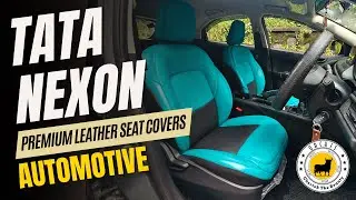 Премиальные кожаные чехлы для сидений Tata Nexon | Персидский зеленый и черный | Чехлы для автомо...