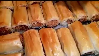 How to make!! filo pastry sheets filled with kunafa and nuts, something that many people love🧑&zwj;🍳👌