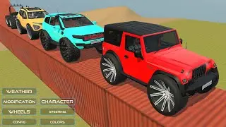 🔥😱 Thar vs Ford vs Tata Safari vs Land Jeep! 🚙 Monster Tyre Driver Gameplay | Shock Battle Moments 🚨