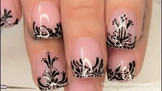 Black Lace Nails Using Chrome Powder | Elegant Short Nail Art Design