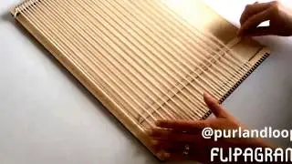 Starting a weaving project with fabric ribbon on a Purl & Loop Stash Blaster Placemat loom
