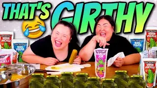 GIANT PICKLE MUKBANG *WE THREW UP!!! SO GROSS!!!* 먹방 EATING SHOW (GARLIC + SPICY + SOUR PICKLE)