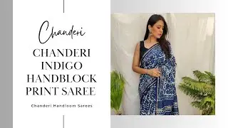 Chanderi Indigo Handblock print saree || Chanderi Indigo saree || Chanderi Indigo Handblock Print ||
