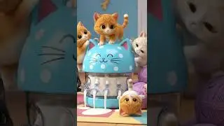 Beautiful baby kitten group jumping dumping cute 🥰 dancing #cat #dudidudidam #cartoon #viral 