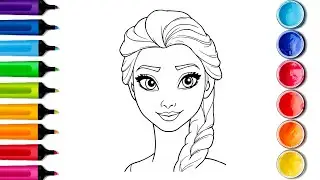 Frozen Elsa Face Drawing and Coloring | Easy Step by Step for Kids