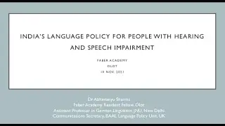 India's Language Policy for People with Hearing and Speech Impairment