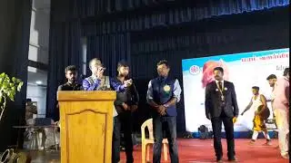 Emcee Thamizharasan from Chennai Event Entertainers signing off at Kamarajar Arangam awards event