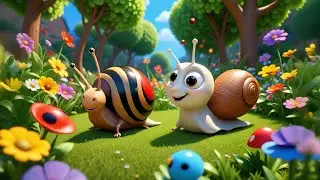 Seven Snail Friends Slide Real Slow | Slow and Steady Song for Kids | Fun Learning Nursery Rhyme