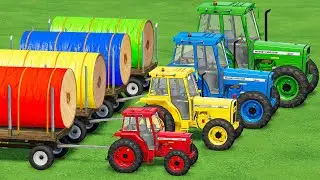 GARAGE OF COLORS! GIANT LOG TRANSPORT WITH Mini and BIG TRACTORS TO SELL POINT! FS22