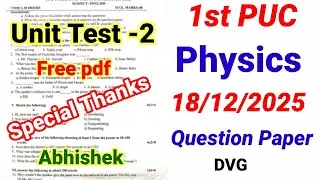 1st PUC Physics Unit Test 2 Question Paper 2025 important questions Karnataka Board