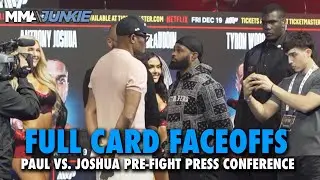 Ex-UFC champs Anderson Silva, Tyron Woodley INTENSE staredown | Paul vs. Joshua FULL CARD face-offs